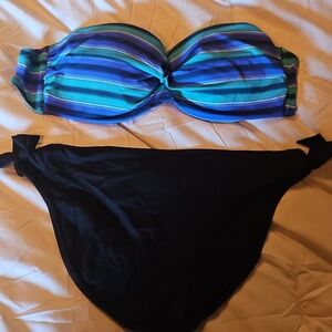 Sky Blue and Green Bikini Top